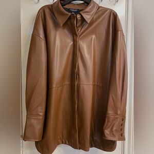 "Shacket Faux Leather Oversized Shirt Jacket"